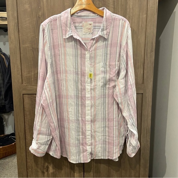 SO Tops - NWT So‎ by Kohls Junior 3X Button Down Shirt Pink Plaid top
